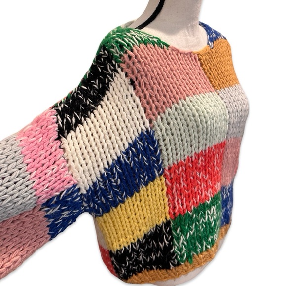 Colorful and Bold Patchwork Knit Sweater - Picture 16 of 16